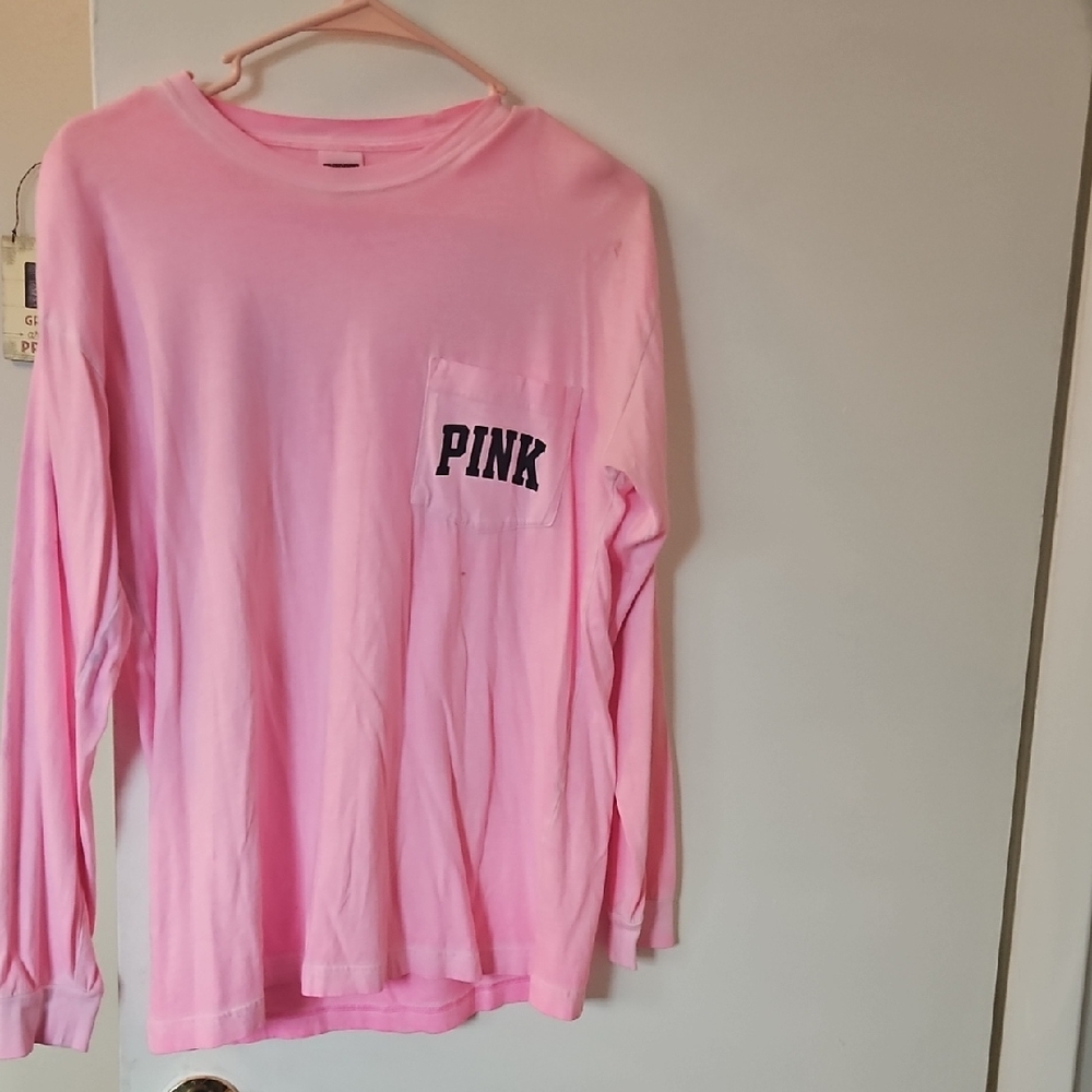 PINK Victoria's Secret Bubblegum Pink Long Sleeve Shirt XS Fits Like a Medium
